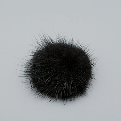 Zakia Women' Fluffy Mink Fur Pom Removable Shoe Clips Clutch Wedding Decoration Pack Of 2 (Black) #TOP3