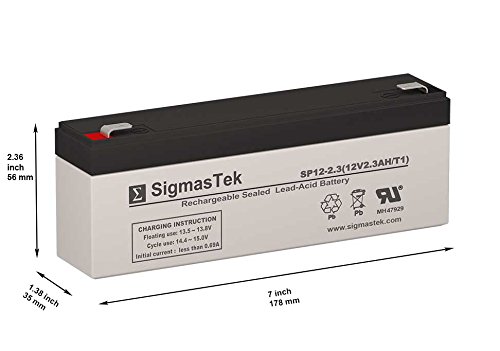 SigmasTek SP12-2.3 - 12V 2.3AH F1 SLA Battery - Replaces: PS-1220-F1, UB1222 (D5739), NP2.3-12, KITBB50016