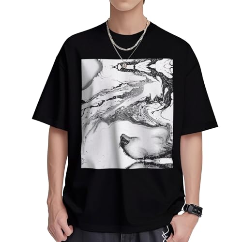 T-shirt coton imprimé marbre pour homme au col rond et finitions premium