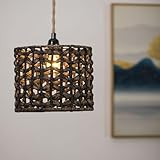 ⭐ LUSTRE RETRO : Un lustre tissé avec de la corde de paille, avec un design sophistiqué et un aspect classique, il peut être facilement intégré dans une variété de styles d'intérieur. Matière : rotin et métal.
