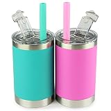 Housavvy 12 Oz Kids Tumblers with Lids and Straws Spill Proof,Vaccum Insulated Stainless Steel Kids