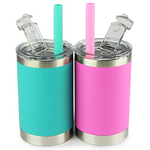 Housavvy 12 Oz Kids Tumblers With Lids And Straws Spill Proof,Vaccum Insulated Stainless Steel Kids Cups,Easy To Clean Toddler Smoothie Cups Bpa Free Baby Sippy Cups For Toddlers #TOP23
