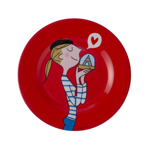 Soledad Petit Jour - ASSIETTE À DESSERT PARISIENNE ROUGE Ø20cm– MELAMINE
