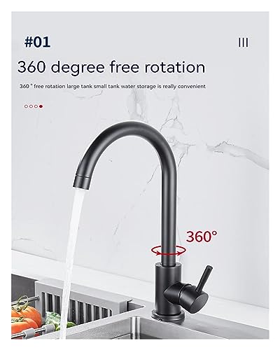 Robinet de cuisine noir mat orientable avec mitigeur d'eau froide montage sur pont