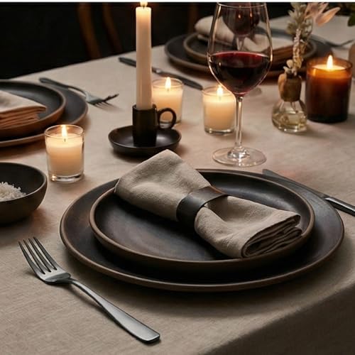 Image of 7.7 inch Charcoal Black Dinner Forks Set of 4 - Food-Grade 18 /8 Stainless Steel Silverware, Durable Mirror Polished Metal Forks, Dishwasher Safe, Perfect for Home, Restaurant, and Gifting