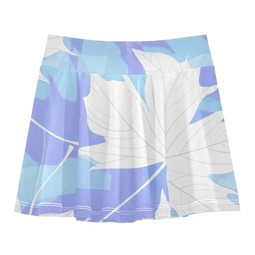 Joisal Girls Skorts Athletic Shorts Toddler Tennis Skirts Kid Teen School Maple Leaves Pastel Blue Light White 3t2