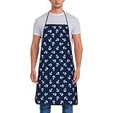 Buewutiry Delantales de chef anclas con temática náutica para hombre y mujer - Delantales resistentes al aceite para cocina, barbacoa y parrilla