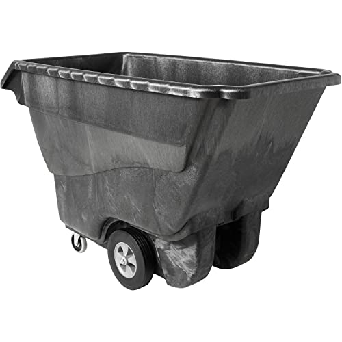 Rubbermaid Commercial Products Tilt Dump Truck/Trash Cart/Garbage Collection, 1250 lbs 1 Cubic Yard Heavy Load Capacity with Wheels, Trash Recycling Cart, Black, Office/Warehouse