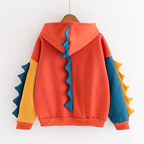 Dinosaur Sweatshirt Teens Cute Aesthetic Hoodies Long Sleeve Color Block Pullover Cosplay Custome Dino Sweater Tops4