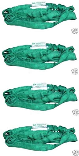 Qty. 4, BA Products 38-RSG-10-x4, 10' Green Round Sling / Endless Loop Sling for Wrecker, Tow Truck, Crane, Lifting Strap