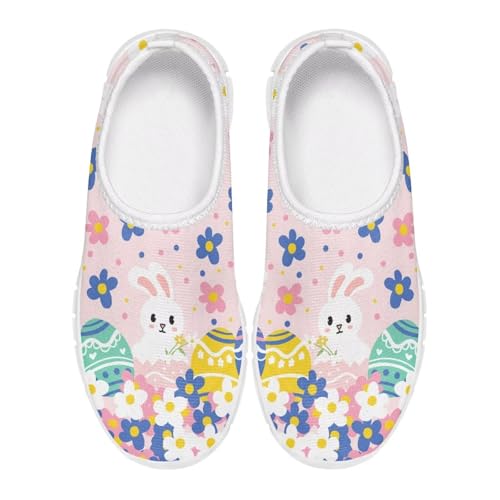 Doojoayie Funny Easter Shoes for Girls Slip On Sneakers Sport Running Shoes