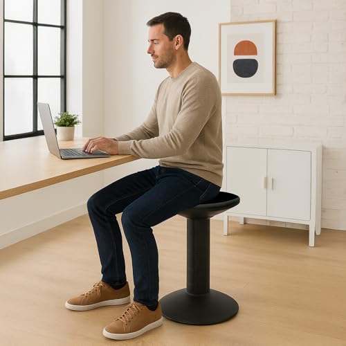 Image of Storex Wiggle Stool - Active Flexible Seating for Classroom and Home Study, Adjustable 12-18 Inch Height, Black (00300U01C)