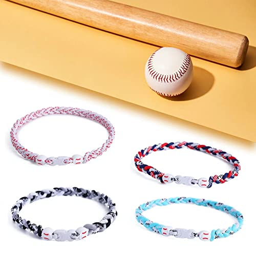 4 pieces baseball necklaces for boysthree braided rope tornado sports titanium necklacesbaseball accessories drip