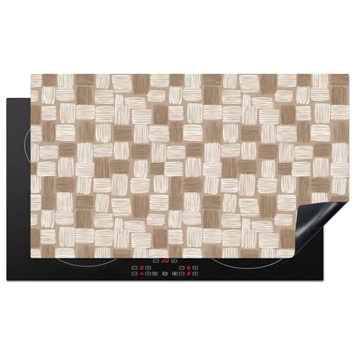 Image of KitchenYeah© Induction Hob Protector Mat 20.3"x35.3" / 89.6x51.6 cm Cooker Top Protectors Cover Ceramic Covers Electric Hobs Vinyl Block - Pattern - Brown