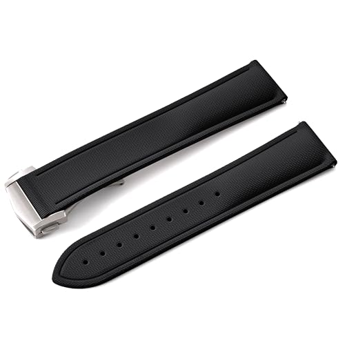 Image of WAMD Vector FKM Rubber Watch Strap 20mm 22mm - No Loop Deployment Clasp - Premium Fluoroelastomer Replacement Band.