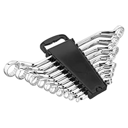 Marca Amazon - Denali Juego de llaves combinadas con soporte de almacenamiento, 14 unidades 1/4” - 1” (60 - 250 mm)