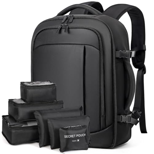 Lekespring Mochila Viaje Cabina Avion (30L) | Mochila Viaje Mujer Hombre - Maletas de Viaje Cabina con 6 Bolsas Organizadoras - Vacaciones Negocios Viajes Escuela - Negro