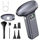 【2025新登場】エアダスター 電動エアダスター ブロワー 超強力300000RPM 最大風速120m/s 3段階風力調整 5種類のノズル263 g小型 8000mAhモバイル電源 30 W出力 USB-Cケーブル 統合ディスプレイ ledライト&SOS点滅［PD/PowerIQ対応/PSE準拠］停电对策/紧急对策/キーボード/家具/エアコン/洗車/BBQ着火/エアマット充気/精密機器掃除に