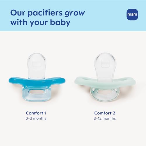 Image of MAM Comfort Baby Pacifier 3-12 Mths Lightweight One-Piece Silicone 2 Pack