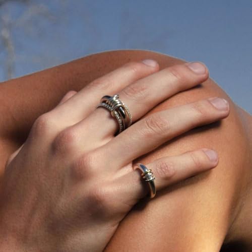 Gold Stackable Rings for Women Non Tarnish, 18k Gold Plated Cubic Zirconia Rings, Silver Gold Multi Ring Mixed Metals Stack Rings Set3