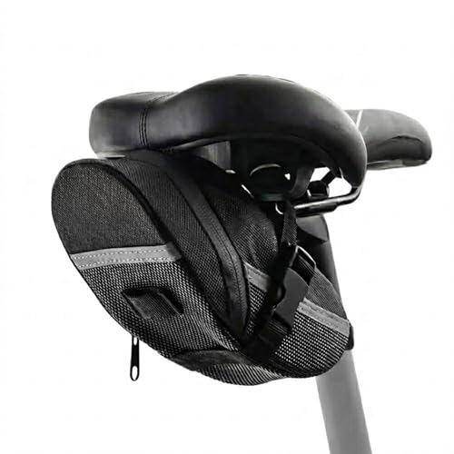 Waterproof Bike Saddle Bag Under Seat, Lightweight Cycling Wedge Pack with Reflective Strip & Tail Light Loop, Fits Various Bike Models