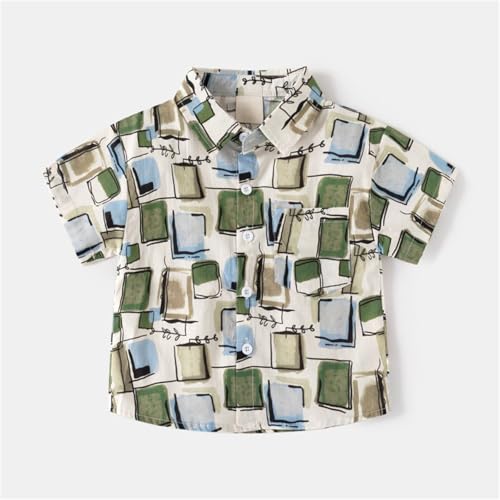 Kids Boys Polo Shirt Breathable Short Sleeve Classic Polos Toddler Tropical Floral Graphic Shirt (Beige-1, 6-7 Years)2