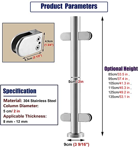 Poteaux de balustrade en verre avec clips pour installation sûre - 5