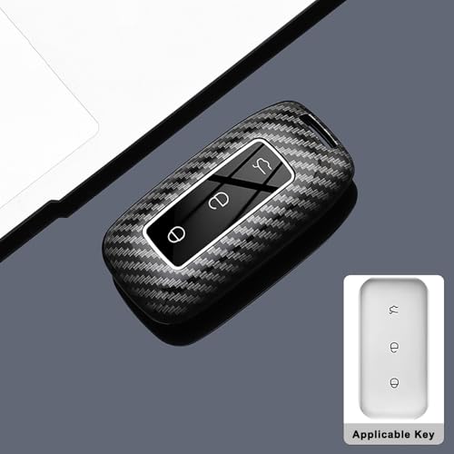 Coque de clé Geely EX5 et Galaxy E5 E8 en ABS style carbone avec porte-clés noir - 6