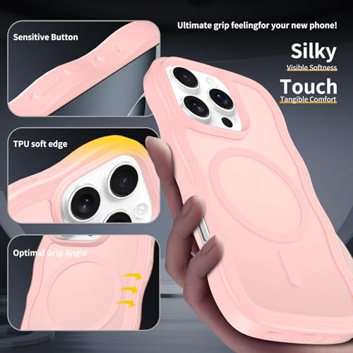 Coque pour iPhone 16 Pro avec cadre ondulé mat rose givré - 2