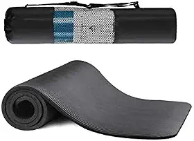 Tapete de Yoga Preto NBR 8mm e Sacola com Alças Pilates Exercício