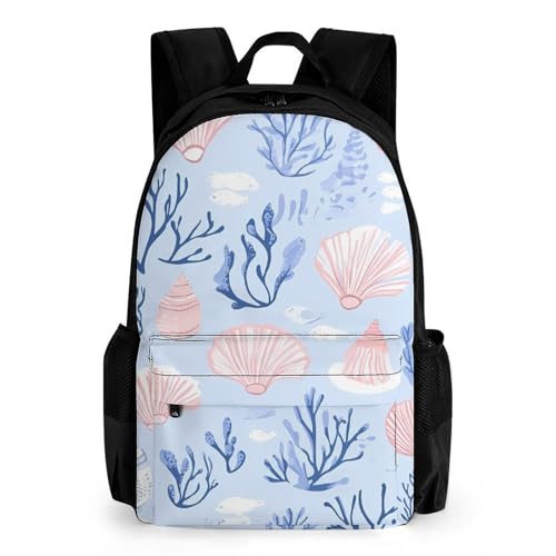 Colorful Seashells And Corals Travel Backpack Casual Daypack Shoulder Bag with Adjustable Shoulder Straps for Men Women