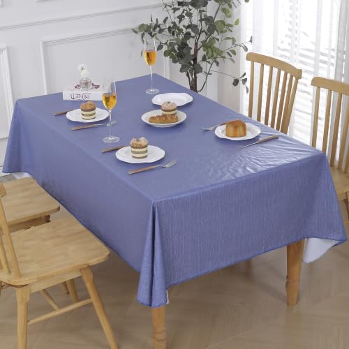 Image of Walrus Heavy Duty Vinyl Tablecloth with Flannel Backing Waterproof Oil-Proof Plastic Table Cloth Stain-Resistant Wipeable Table Cover for Indoor and Outdoor (Navy Blue,54x54 Inch)