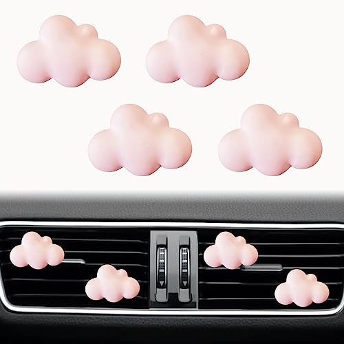 Image of Pink Cloud Car Air Freshener - 4 Pcs Cute Cloud Car Diffuser Vent Clips for Women