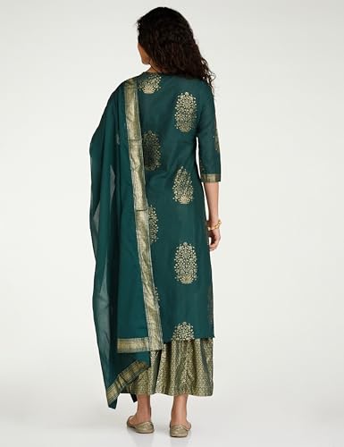 Image of BIBA Women Straight Cotton Straight Kurta Palazzo Suit Set