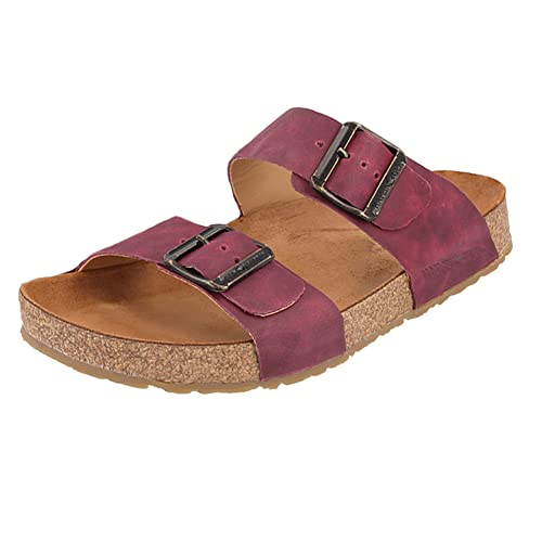 Image of HAFLINGER Andrea Elegant Leather Sandals with Rubber Sole and Cork Latex Footbed Unisex