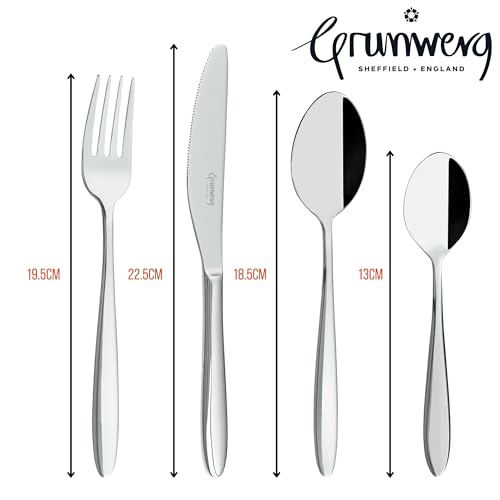 Set Di Posate A Specchio In Scatola Grunwerg Balmoral 16 Pezzi, Acciaio Inossidabile 18/10, 4 Coltelli Da Tavola, Forchette Da Tavola, Cucchiai Da Dessert E Cucchiaini Da Tè - 3