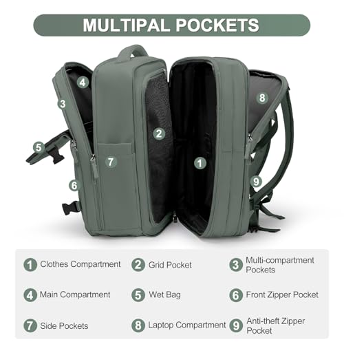 Image of Extra Backpack For Traveling On Airplane Travel Backpack For Women Men Airline Approved Carry On Bags For Airplanes Gym Bag With Shoe Compartment Waterproof Laptop Backpack Camping Hiking Backpack