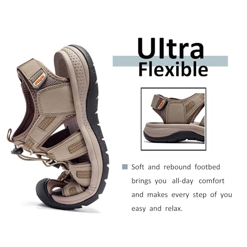 i78 Mens Athletic Hiking Sandals Closed Toe Outdoor Sport Sandals for Trail Beach Walking Waterproof Lightweight Casual4