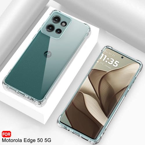 Image of TheGiftKart Crystal Clear Back Cover Case for Motorola Moto Edge 50 5G | Shockproof Soft TPU Case | Cushioned Edges for Ultimate Protection Back Cover Case (TPU, Transparent)