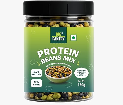 Image of BIG PANTRY Protein Beans Mix, Roasted Soyabean, Edamame and Black Beans, High Protein Vegan Snack, 150g