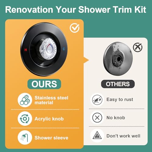 Image of T470 Shower Trim Kit, Compatible with Moen Chateau Shower Trim Kit, Single-Handle Tub /Shower Trim, Includes Escutcheon, Tubes, Screws and Shower Handle (Matte Black)