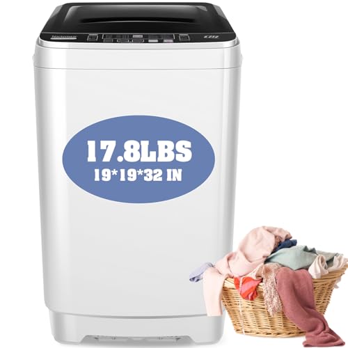 Nictemaw Portable Washing Machine, 17.8Lbs Capacity Full-Automatic Portable Washer, 2.4Cu.ft Washer and Dryer Combo with Drain Pump, 10 Programs 8 Water Levels Compact Laundry Washer for Apartment RV