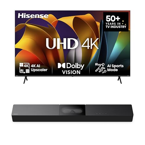 Hisense Bundle of 85E6NT 214,78cm (85 Zoll) Fernseher, 4K UHD Smart TV, Precision Colour, HDR HS2000 2.1 Kanal Soundbar mit integriertem Subwoofer, 240W, Dolby Audio, Bluetooth