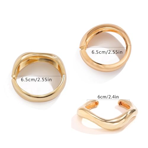 RINHOO Trendy Gold Chunky Bangle Bracelets for Women - Stackable Hinged Cuff Jewelry Sets (1-3pcs) - Image 6