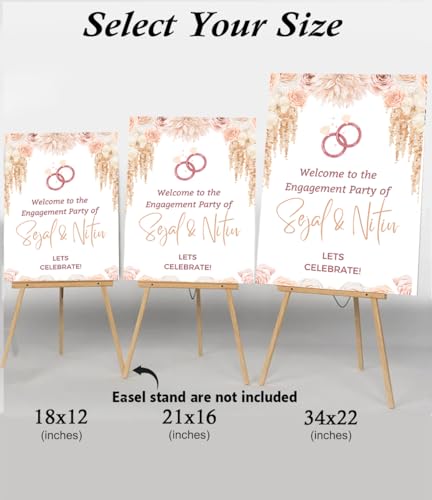 Theme My Party Custom Indian Traditional Engagement Ceremony Welcome Sign Board - Personalized Indian Pre Wedding Engagement Wedding Sign Board – Indian Ceremony Welcome Sign for Engagement Decoration