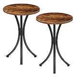 HOOBRO Side Tables, Set of 2 Round End Table, Industrial Sofa Couch Table, X Base Home Decor Accent...