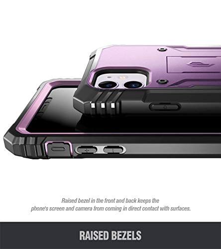Poetic Iphone 11 Rugged Case With Kickstand, Full-Body Dual-Layer Shockproof Protective Cover, Built-In-Screen Protector, Revolution Series, For Apple Iphone 11 (2019) 6.1 Inch, Metallic Purple #TOP4