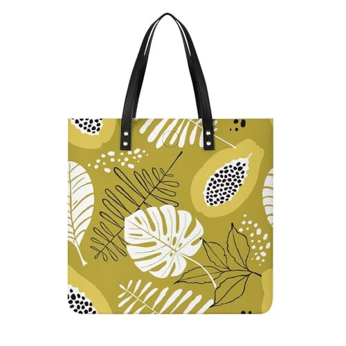 Sac à bandoulière feuilles jaunes spacieux pour femme