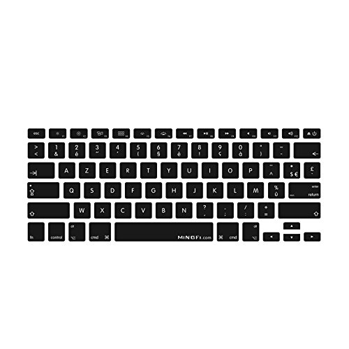 MiNGFi Français AZERTY Silicone Clavier Coque de Protection / Couverture pour MacBook Pro/Air (2008-2015) Modèle A1278 A1286 A1369 A1398 A1425 A1466 A1502 US/ANSI Clavier - Noir