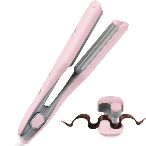 Curling Iron Hair Crimper Waver, MiroPure Waves Curling Wand 1 inch with 30S Fast Heating & PTC Heater, Deep Waver Hair Curler for Women, Dual Voltage, Pink
